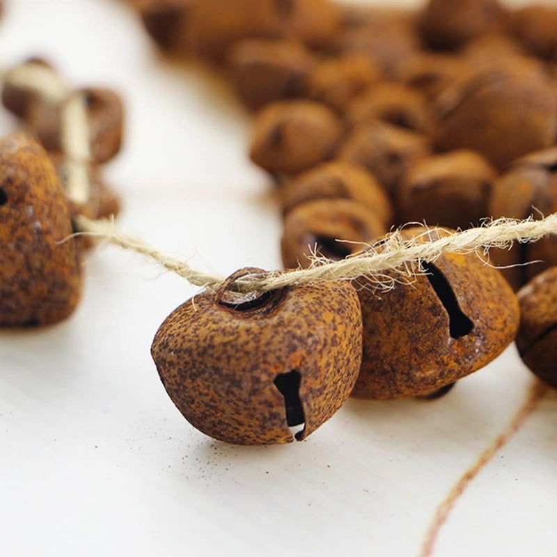 vibnumom 150 Pieces Christmas Rusty Bells Kit with A Jute Twine Vintage Country Primitive Craft Mini Jingle Bells Rustic Bells for Crafts Wreath Holiday Home Ornaments Christmas Trees Decoration (Mixed Size) - Image 4